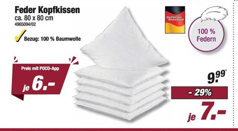 Feder Kopfkissen ca. 80 x 80 cm