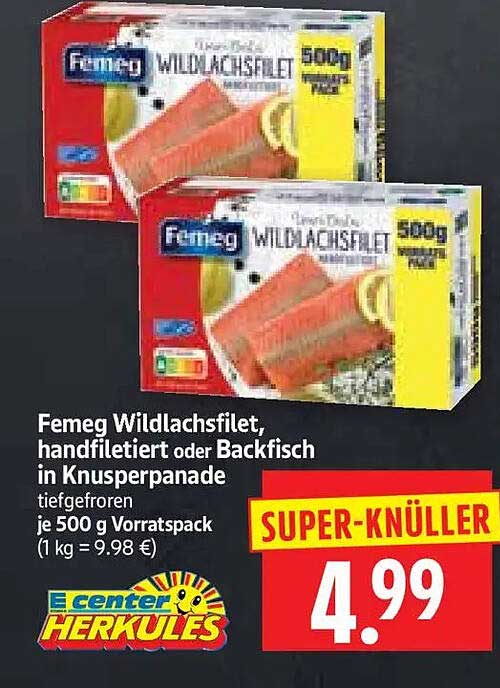 Femeg Wildlachsfilet, handfiletiert oder Backfisch in Knusperpanade