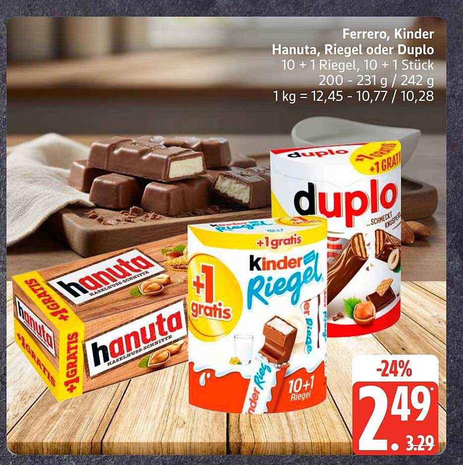 Ferrero, Kinder Hanuta, Riegel oder Duplo