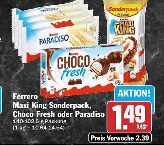 Ferrero Maxi King Sonderpack, Choco Fresh oder Paradiso