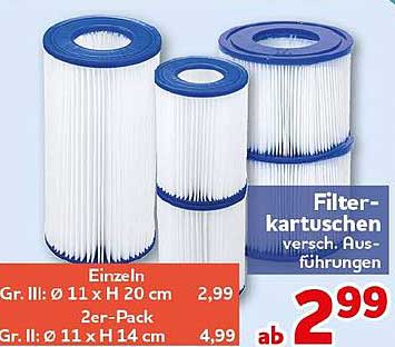 Filter-kartuschen versch. Aus-führungen