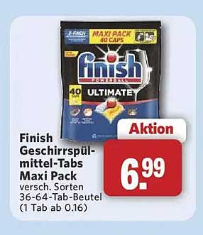 Finish Geschirrspülmittel-Tabs Maxi Pack versch. Sorten 36-64-Tab-Beutel (1 Tab ab 0.16)
