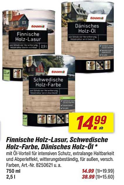 Finnische Holz-Lasur, Schwedische Holz-Farbe, Dänisches Holz-Öl*