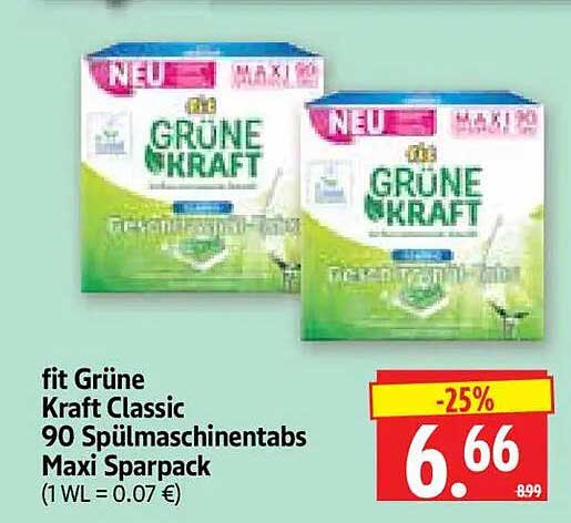fit Grüne Kraft Classic 90 Spülmaschinentabs Maxi Sparpack