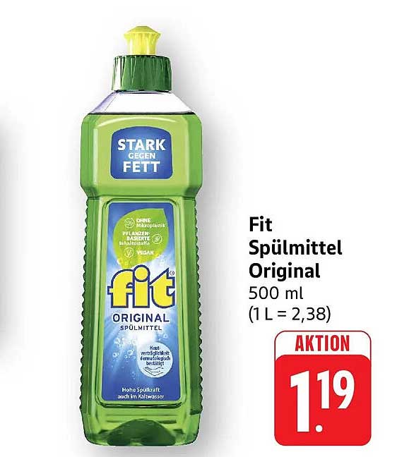 Fit Spülmittel Original 500 ml (1 L = 2,38)