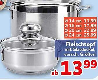 Fleischtopf mit Glasdeckel, versch. Größen