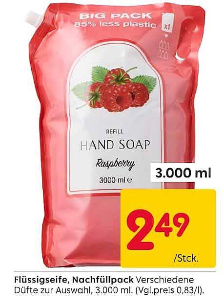 Flüssigseife, Nachfüllpack Verschiedene Düfte zur Auswahl, 3.000 ml.
