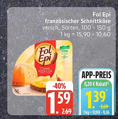 Fol Epi französischer Schnittkäse versch. Sorten, 100 - 150 g