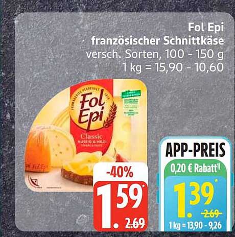 Fol Epi französischer Schnittkäse versch. Sorten, 100 - 150 g