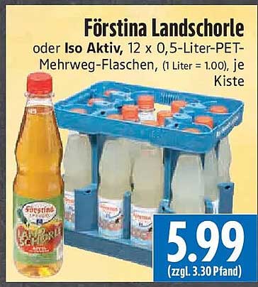 Förstina Landschorle oder Iso Aktiv, 12 x 0,5-Liter-PET-Mehrweg-Flaschen, je Kiste