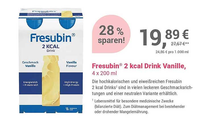 Fresubin® 2 kcal Drink Vanille, 4 x 200 ml