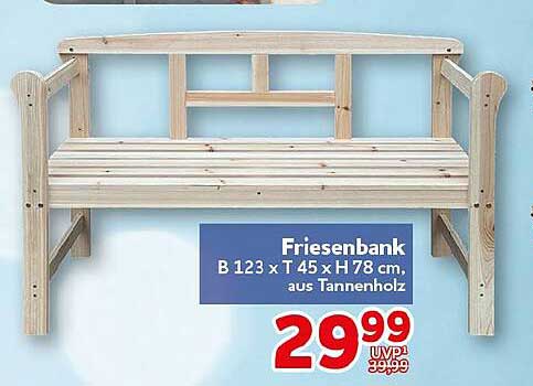 Friesenbank B 123 x T 45 x H 78 cm, aus Tannenholz