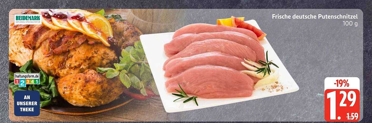 Frische deutsche Putenschnitzel 100 g