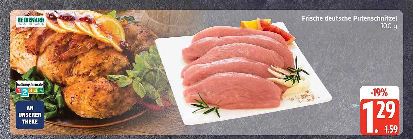 Frische deutsche Putenschnitzel 100 g