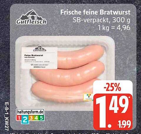 Frische feine Bratwurst