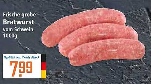 Frische grobe Bratwurst vom Schwein 1000g