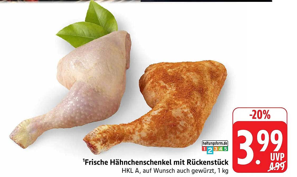 Frische Hähnchenschenkel mit Rückenstück