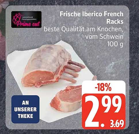 Frische Iberico French Racks beste Qualität am Knochen, vom Schwein 100 g