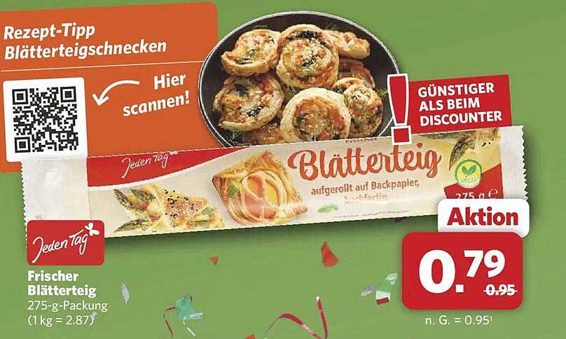 Frischer Blätterteig 275-g-Packung (1 kg = 2.87)