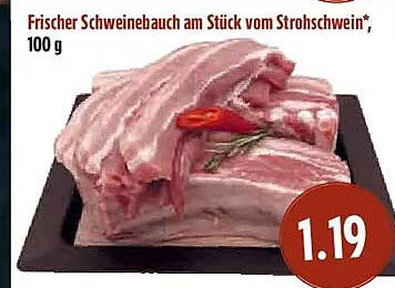 Frischer Schweinebauch am Stück vom Strohschwein*, 100 g