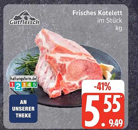 Frisches Kotelett im Stück