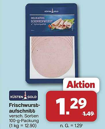 Frischwurstaufschnitt vers. Sorten 100-g-Packung (1 kg = 12.90)