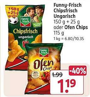 Funny-Frisch Chipsfrisch Ungarisch 150 g + 25 g gratis oder Ofen Chips 115 g