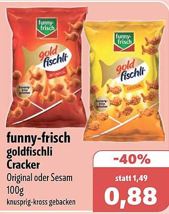 funny-frisch goldfischli Cracker Original oder Sesam 100g knusprig-kross gebacken