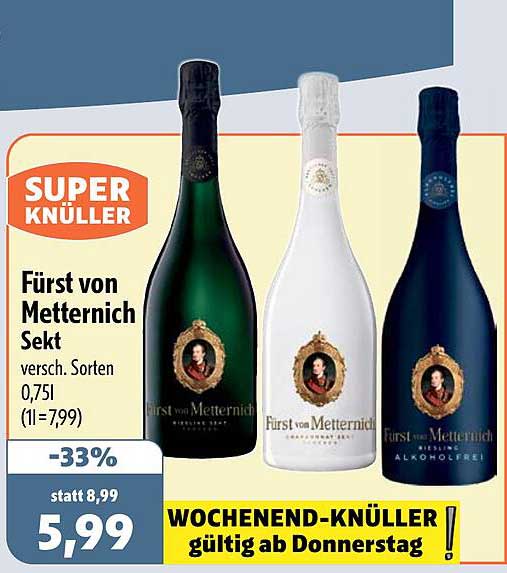 Fürst von Metternich Sekt versch. Sorten 0,75l (1l=7,99)