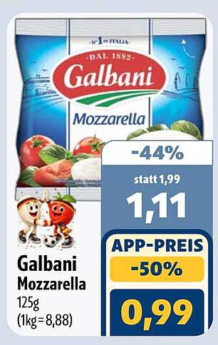 Galbani Mozzarella 125g (1kg=8,88)