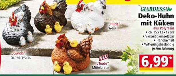 GARDESSA Deko-Huhn mit Küken aus Polyresin