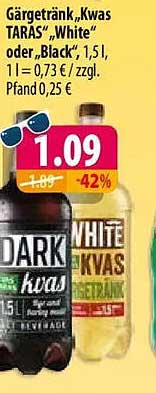 Gärgetränk „Kwas TARAS“, „White“ oder „Black“, 1,5 l