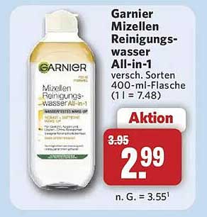 Garnier Mizellen Reinigungswasser All-in-1 versch. Sorten 400-ml-Flasche (1 l = 7.48)