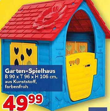 Garten-Spielhaus B 90 x T 96 x H 106 cm, aus Kunststoff, farbenfroh