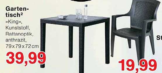 Garten-tisch² »King«, Kunststoff, Rattanoptik, anthrazit, 79x79x72 cm