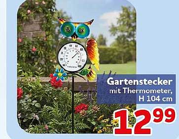 Gartenstecker mit Thermometer, H 104 cm
