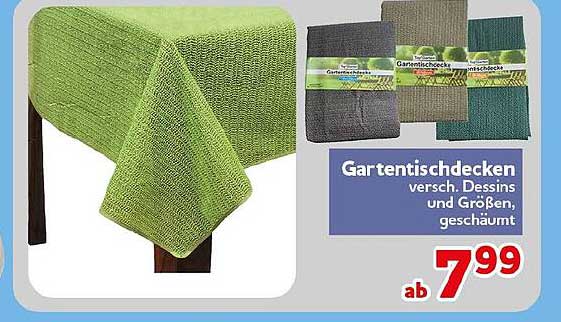Gartentischdecken versch. Dessins und Größen, geschäumt