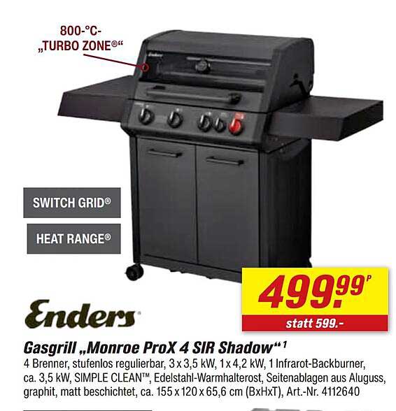 Gasgrill „Monroe ProX 4 SIR Shadow“