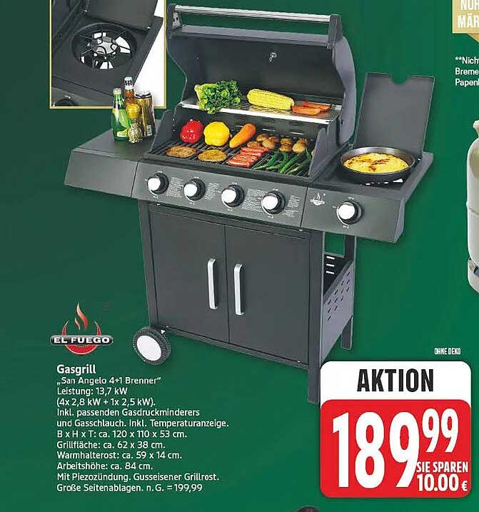 Gasgrill "San Angelo 4+1 Brenner"