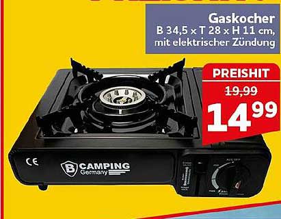 Gaskocher B 34,5 x T 28 x H 11 cm, mit elektrischer Zündung