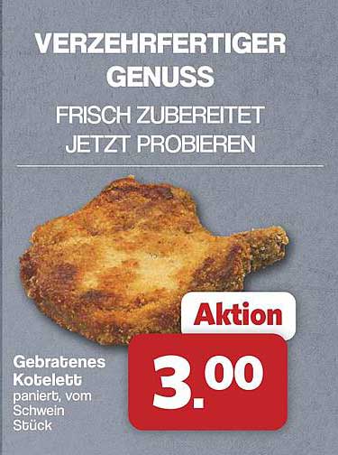 Gebratenes Kotelett paniert, vom Schwein Stück