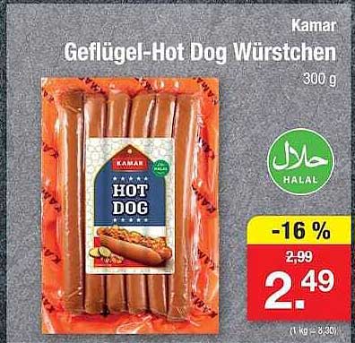 Geflügel-Hot Dog Würstchen