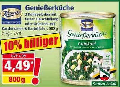 Genießerküche 2 Kohlrouladen mit feiner Fleischfüllung oder Grünkohl mit Kasselerkamm & Kartoffeln je 800 g