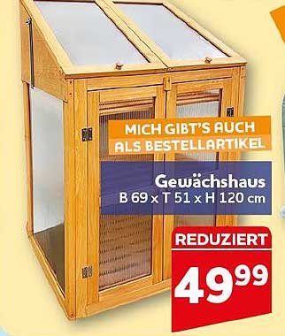 Gewächshaus B 69 x T 51 x H 120 cm