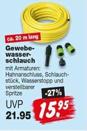 Gewebe-wasserschlauch mit Armaturen: Hahnanschluss, Schlauchstück, Wasserstop und verstellbarer Spritze
