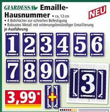 GIARDISSA Emaille-Hausnummer ca. 12 cm