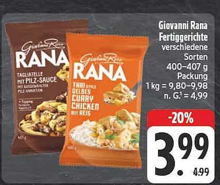 Giovanni Rana Fertiggerichte verschiedene Sorten 400–407 g Packung
