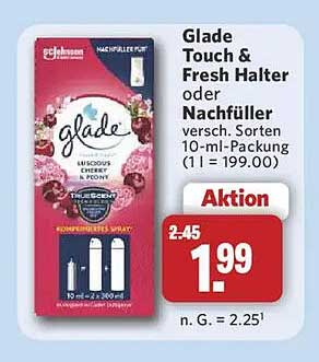Glade Touch & Fresh Halter oder Nachfüller versch. Sorten 10-ml-Packung (1 l = 199.00)