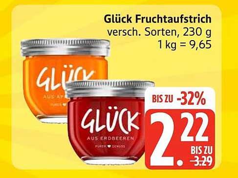 Glück Fruchtaufstrich versch. Sorten, 230 g 1 kg = 9,65