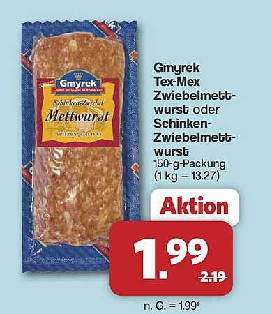Gmyrek Tex-Mex Zwiebelmettwurst oder Schinken-Zwiebelmettwurst